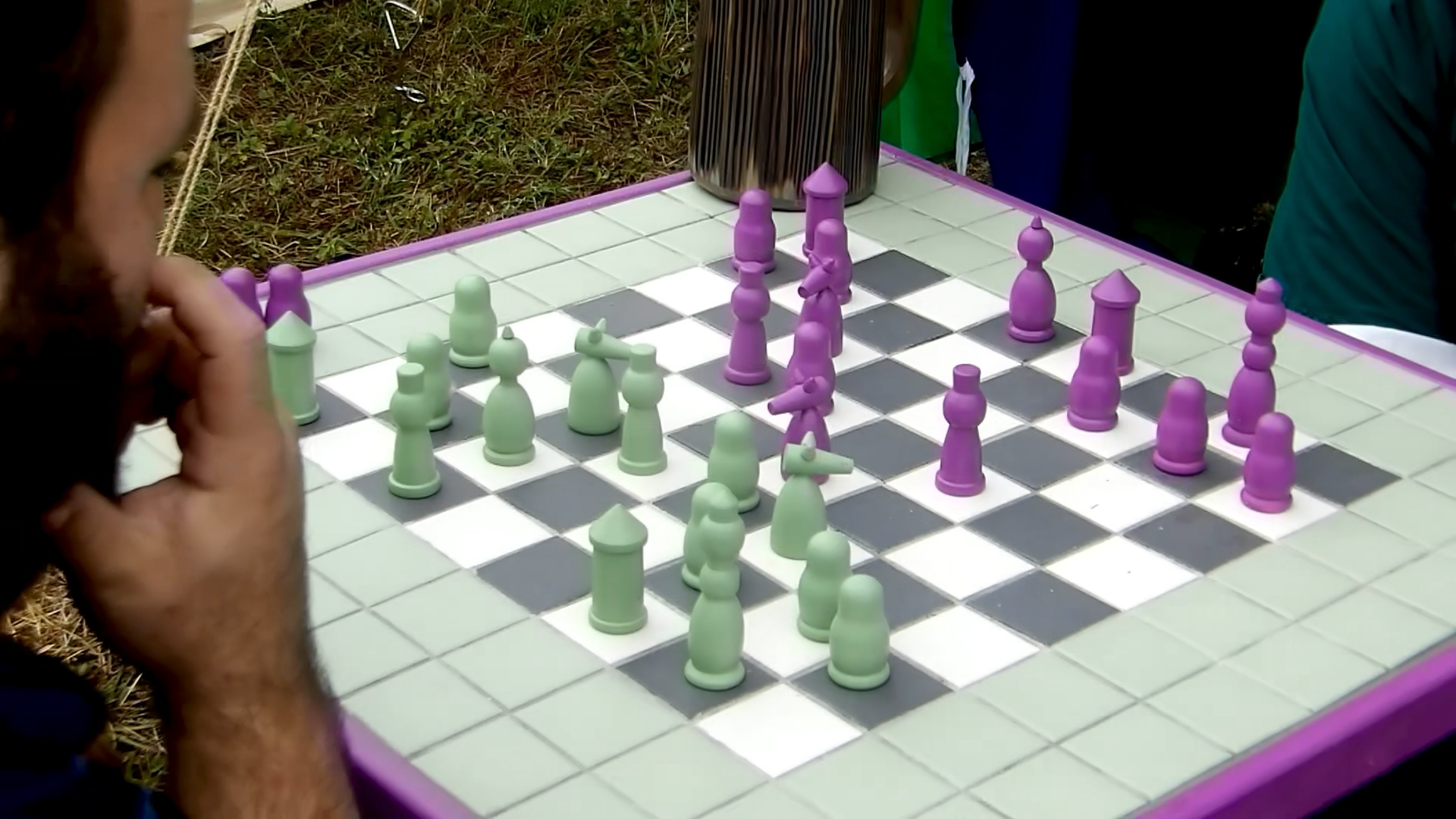 Players playing chess at the Ren Fair
